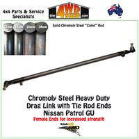 Chromoly Steel Drag Link with Tie Rod Ends - Nissan Patrol GU