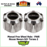 Hulk Free Wheel Hubs PAIR - Nissan Navara D21 Terano 2