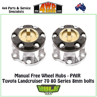 Hulk Free Wheel Hubs PAIR Toyota Landcruiser 40 45 55 70 75 80 Series (8mm bolts)