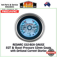 Redarc G52-BEA EGT & Boost Pressure 52mm Gauge with Optional Current Display