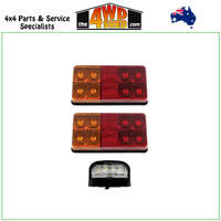 LED Trailer Light Kit Tail Light Number Plate inc Wiring Kit with 7 Pin Flat Plug