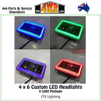 RGB LED Headlights 4 x 6 inch 4pk