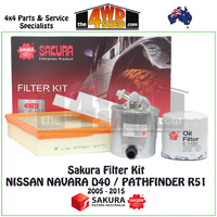 Sakura Filter Kit Nissan Navarar D40 Pathfinder R51 2.5l 2005-2015
