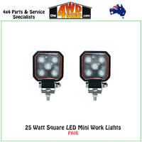 25 Watt Square LED Mini Work Lights - PAIR