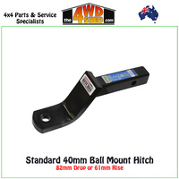 Standard 40mm Ball Mount Hitch 82mm Drop or 61mm Rise