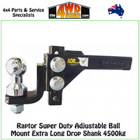 Raptor Super Duty Adjustable Ball Mount Hitch Extra Long Drop Shank 4500kg