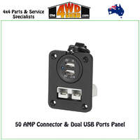 Flush Mount 50 AMP Anderson Connector & Dual USB Ports Panel