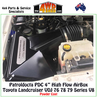 High Flow 4" AirBox Toyota Landcruiser VDJ 76 78 79 Series V8 - Powder Coat