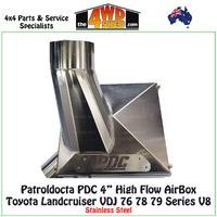 High Flow 4" AirBox Toyota Landcruiser VDJ 76 78 79 Series V8 - Stainless