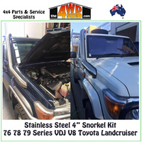 PDC 76 78 79 Series VDJ V8 Toyota Landcruiser 4" Snorkel Kit - Stainless