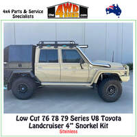 PDC Low Cut 76 78 79 Series VDJ V8 Toyota Landcruiser 4" Snorkel Kit - Powder Coat