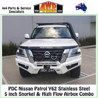 PDC Nissan Patrol Y62 Stainless Steel 5 inch Snorkel & High Flow Airbox Combo