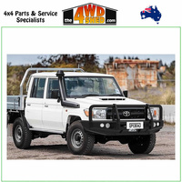 Elite Loop Winch Bull Bar Toyota Landcruiser 76 78 79 Series Black Tow Points & Black Bash Plate