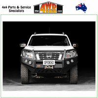 Premium Loop Winch Bull Bar Nissan Navara NP300 2015-2020 - Black Tow Points & Black Bash Plate