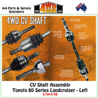 CV Shaft Assembly Toyota 80 Series Landcruiser 5/94-4/98 - Left