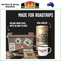 Roadie Bundle Mixed 48x Coffee Pre-Loaded Drip Filters Hot Choccie Enamel Mug with Ammo Case