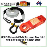 Rear Standard Alloy Tow Hitch Kit with Snatch Strap & Bow Shackle - RED