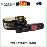 Rear Extended Tow Hitch Kit with Snatch Strap & Bow Shackle - Black