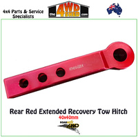 Rear Extended Alloy Tow Hitch 40x40mm - Red