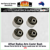Offset Radius Arm Caster Bush Nissan Patrol GQ GU Toyota Landcruiser 80 105 Series - 4PK