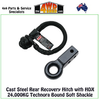 Cast Steel Rear Recovery Hitch with HDX 24,000KG Technora Bound Soft Shackle