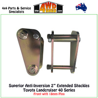 Anti-Inversion 2 inch Extended Shackles Toyota Landcruiser 40 Series Front