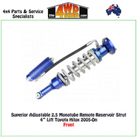 Superior Adjustable 2.5 Monotube Remote Reservoir Strut 4" Lift Toyota Hilux 2005-On FRONT