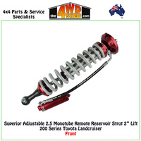 Superior Adjustable 2.5 Monotube Remote Reservoir Strut 2" Lift 200 Series Landcruiser FRONT