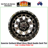 Superior Outback Wheel Gloss Black Double Dark Tint 17x9 -12 Offset PCD5/150
