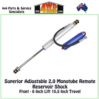 Superior Adjustable 2.0 Remote Reservoir Shock Front 6 Inch Lift 10.5 Inch Travel