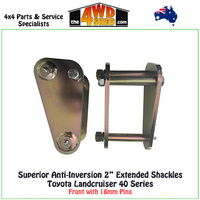 Anti-Inversion 2 inch 50mm Extended Shackles Toyota Landcruiser 40 45 Series 18mm Pins - Front