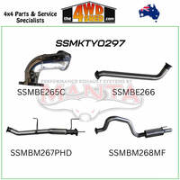 100 Series Toyota Landcruiser 4.2L 1HD 3 inch Exhaust Centre Hotdog & Rear Muffler