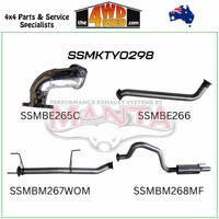 100 Series Toyota Landcruiser 4.2L 1HD 3 inch Exhaust Without Centre Muffler with Rear Muffler