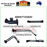 300 Series Toyota Landcruiser V6 3 inch Exhaust DPF Back without Mufflers Chrome 4inch Tip
