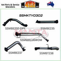 300 Series Toyota Landcruiser V6 3 inch Exhaust Turbo Back without Cat without Mufflers Chrome 4inch Tip