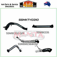 300 Series Toyota Landcruiser V6 3 inch Exhaust Turbo Back with Cat without Mufflers Black 4inch Tip