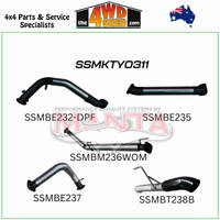 300 Series Toyota Landcruiser V6 3 inch Exhaust Turbo Back without Cat without Mufflers Black 4inch Tip