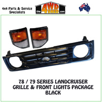 Landcruiser 78/79 Series Black Grille with Front Indicator/Park Lamps