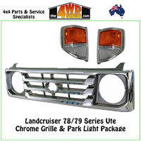 Landcruiser 78/79 Series Chrome Grille with Front Indicator/Park Lamps