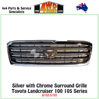 Silver & Chrome Grille Toyota Landcruiser 100 105 Series 8/02-5/05