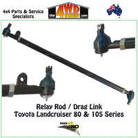 Relay Rod / Drag Link with Tie Rod Ends - Toyota Landcruiser 80 & 105 Series