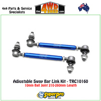 Adjustable Sway Bar Link Kit 10mm Ball Joint 210-260mm Length - TRC10160