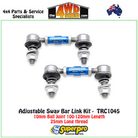 Adjustable Sway Bar Link Kit 10mm Ball Joint 100-120mm Length - TRC1045