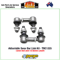 Adjustable Sway Bar Link Kit 12mm Ball Joint 75-85mm Length - TRC1225