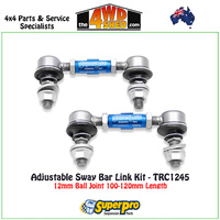 Adjustable Sway Bar Link Kit 12mm Ball Joint 100-120mm Length TRC1245