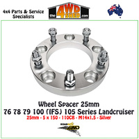 Wheel Spacer 76 78 79 100 (IFS) 105 Series Landcruiser - 25mm