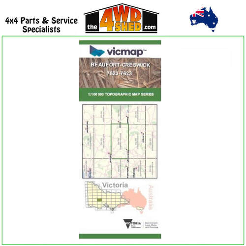 Beaufort Creswick VicMap 1:100 000 Topographic Map Series 7523-7623