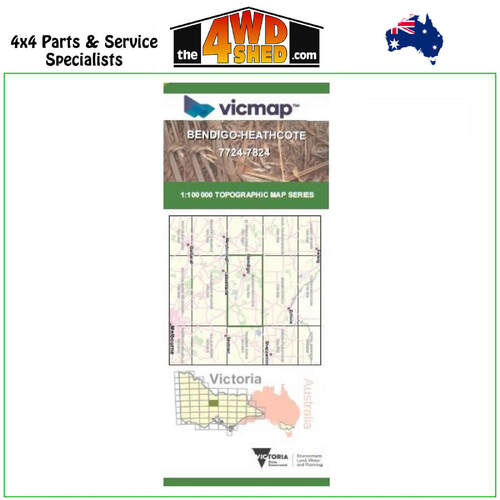 Bendigo Heathcote VicMap 1:100 000 Topographic Map Series 7724-7824