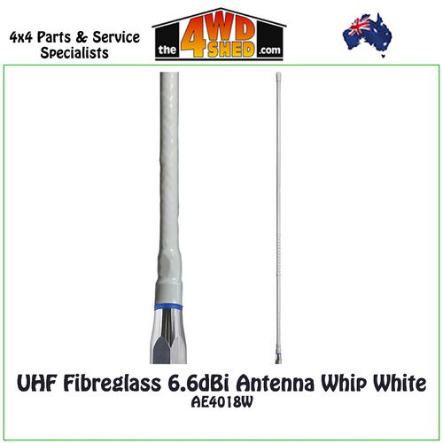GME UHF Fibreglass 6.6dBi Antenna Whip White