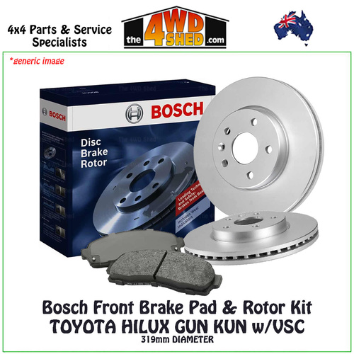 Front Disc Brake Pad & Rotor Kit Toyota Hilux KUN/GUN w/ VSC